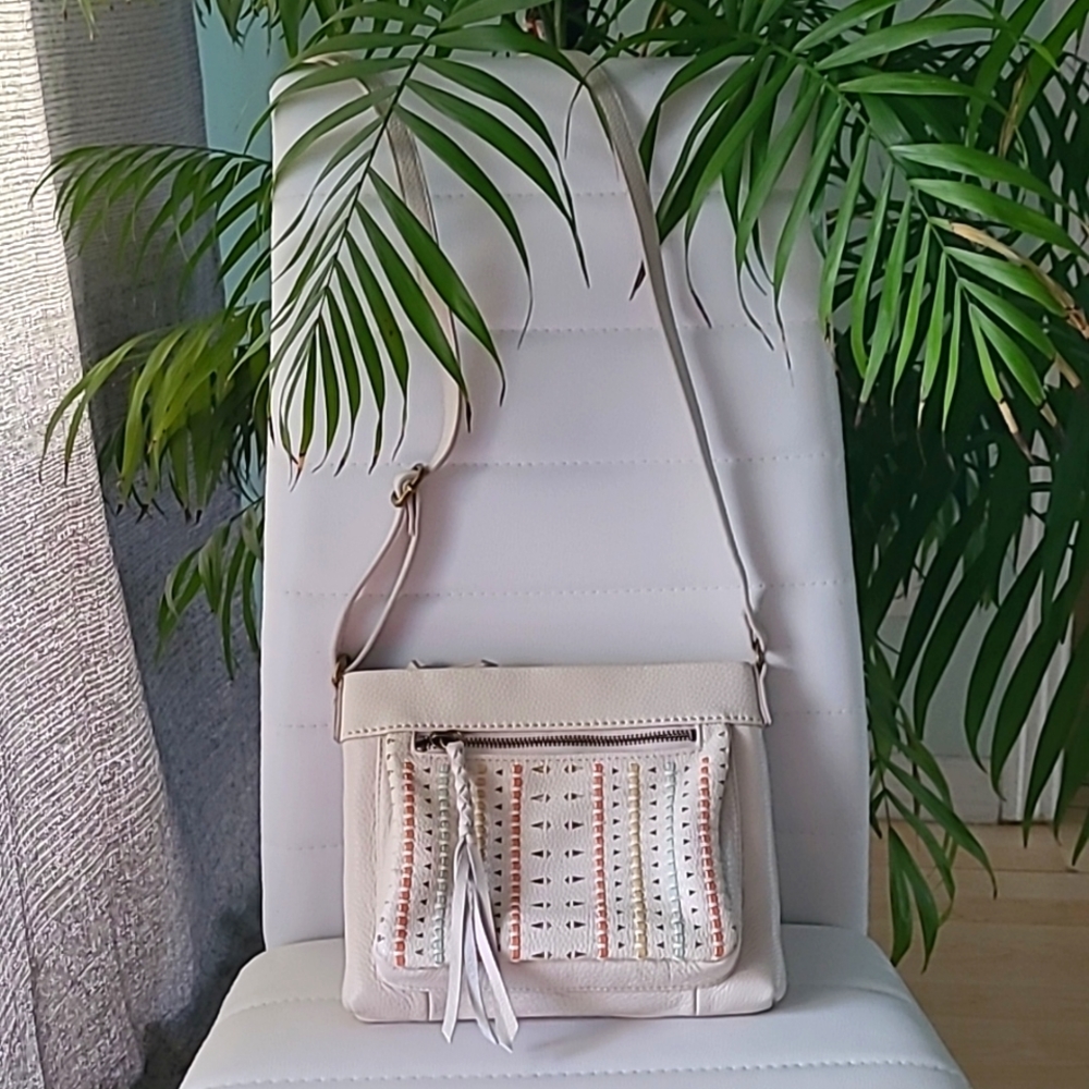 The Sak Cream Crossbody Bag with Multicolor Accents